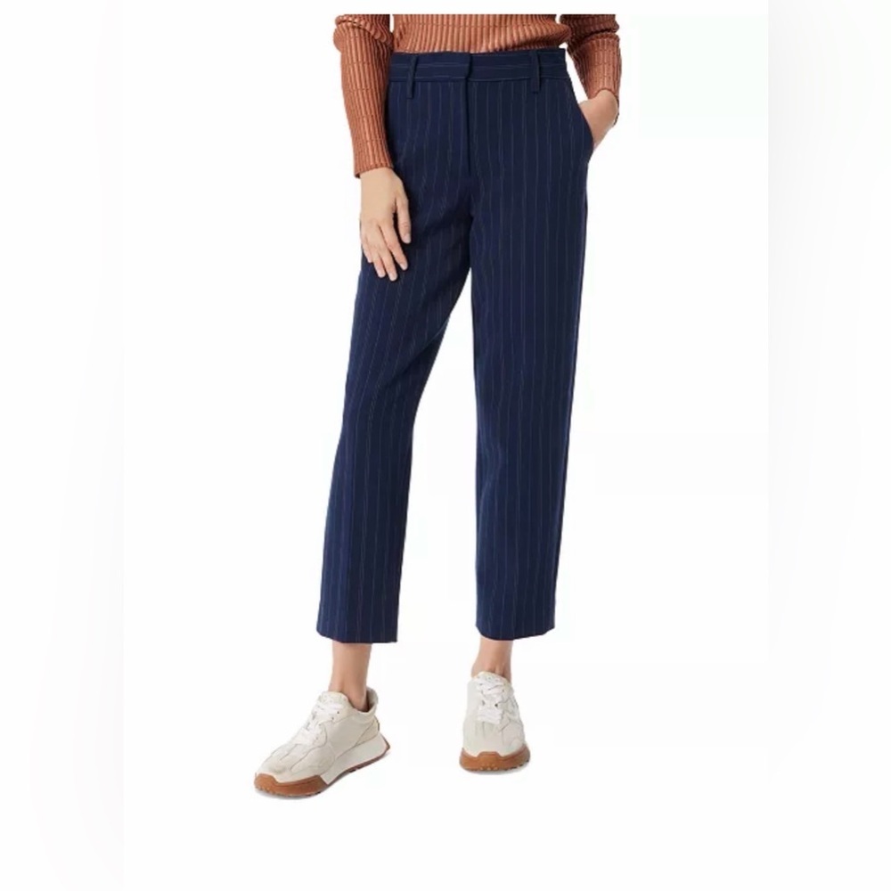 Sam Edelman Navy Pinstripe Straight-Leg Women's Pants